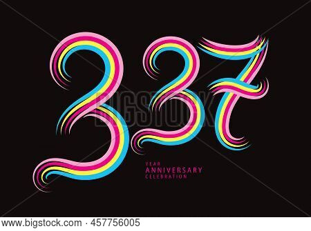 337 Number Design Vector, Graphic T Shirt, 337 Years Anniversary Celebration Logotype Colorful Line,