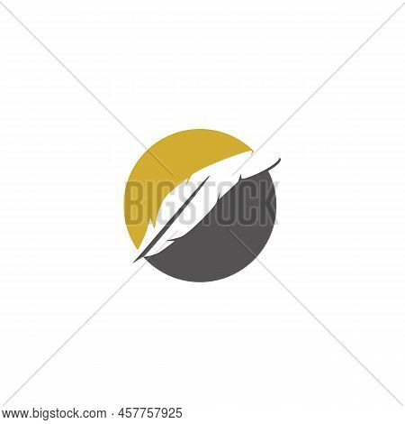 Feahter Pen Icon Logo Design Inspiration Vector Template