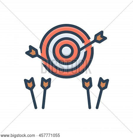 Color Illustration Icon For Attempted Try Strive Effort Target Bullseye Aim Omit Miss Lose Dartboard