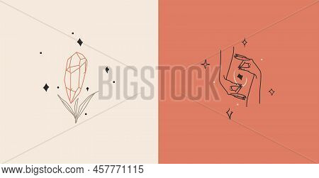 Hand Drawn Vector Abstract Stock Flat Graphic Illustrations Collection Set With Logo Elements, Bohem