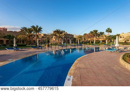 Marsa Alam, Red Sea, Egypt - Nov 3, 2018: Swimming Pool Of The Club Calimera Akassia Swiss Resort, H
