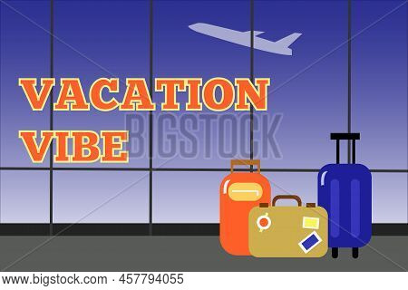 Vacation Vibe In Airport. Illustration In Flat Style.