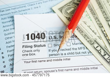 Tax Form 1040 U.s. Individual Income Tax Return, Business Finance Concept.
