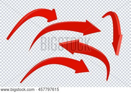 Abstract Curved Red Arrows. Market Movements Creative Concept Charts, Infographics.red Curve Arrow O