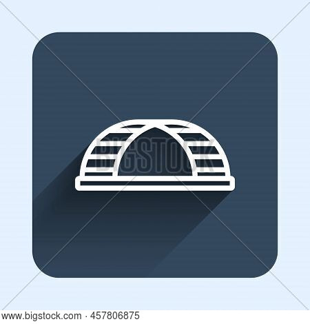 White Line Monkey Bar Icon Isolated With Long Shadow Background. Blue Square Button. Vector