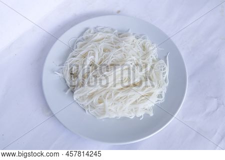 Bihun Or Vermicelli Or  Rice Noodles Or Angel Hair Isolated On Black Background