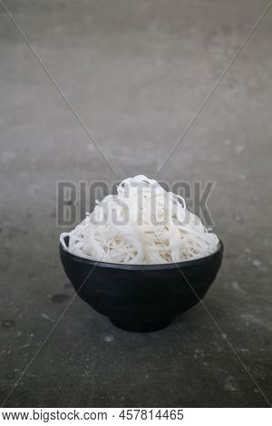 Bihun Or Vermicelli Or  Rice Noodles Or Angel Hair Isolated On Black Background