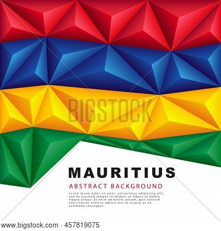 Polygonal Flag Of Mauritius. Vector Illustration. Abstract Background In The Form Of Colorful Red, B