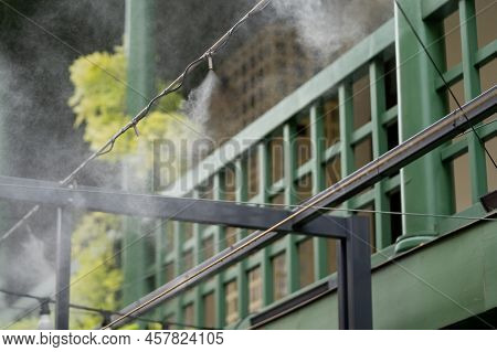 Automatic Mist Nozzle Water Spraying System To Make Humidifier And Cooling Climate To Reduce Hot Wea