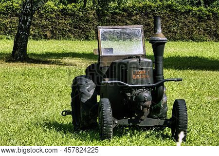 Choczewo, Pomerania, Poland - August 9: Vintage German Tractor Lanz Bulldog On 9 August 2021 In Choc