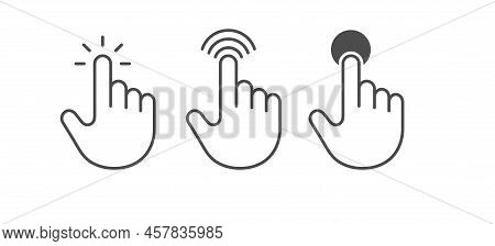 Hand Presses, A Button, A Banner Or A Link. A Set Of Vector Options For Websites And Applications. F