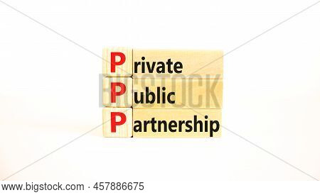 Ppp Private Public Partnership Symbol. Concept Words Ppp Private Public Partnership On Wooden Blocks