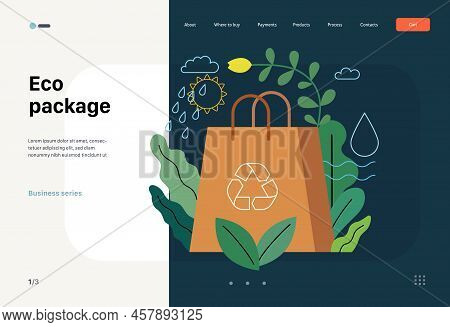 Ecology - Eco Package -modern Flat Vector Concept Illustration Of A Paper Bag Durrounded By Plants, 