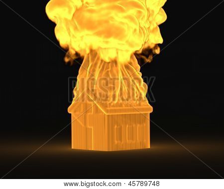3D House In The Fire Concept