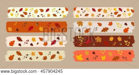 Set Of Autumn Fall Concept Washi Tape Illustration