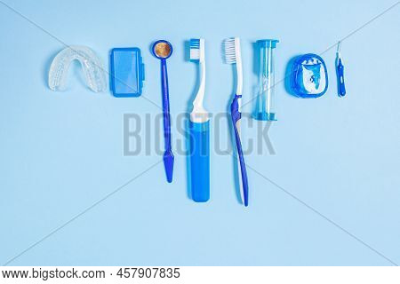An Indispensable Set For Deep And Thorough Cleaning Of The Oral Cavity. Equipment For Cleaning Brace