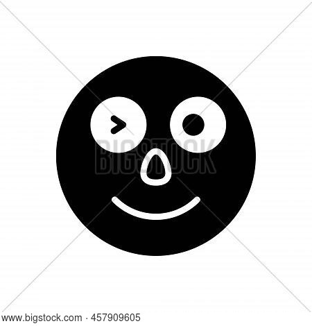 Black Solid Icon For Blink Winking Smile Nap Doze Slumber Dormancy Flicker Comic Expression