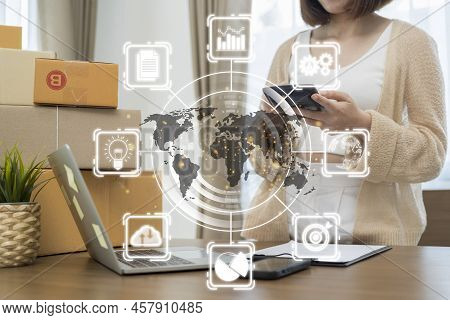 Business People Use Calculators To Analyze Sales Data And Economic Growth Charts. Business Strategy.
