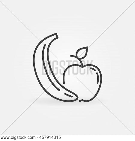 Banana With Apple Vector Concept Icon In Outline Style