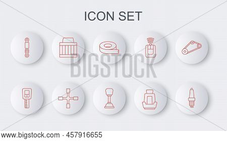 Set Line Car Spark Plug, Key With Remote, Scotch Tape, Seat, Shock Absorber, Air Filter, Wheel Wrenc