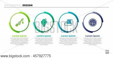 Set Poison On The Arrow, Man Poisoning, Wastewater And Petri Dish With Bacteria. Business Infographi