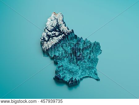 Topographic Luxembourg Map Hypsometric Luxembourg Elevation Tint Spectral Shaded Relief Map 3d Illus
