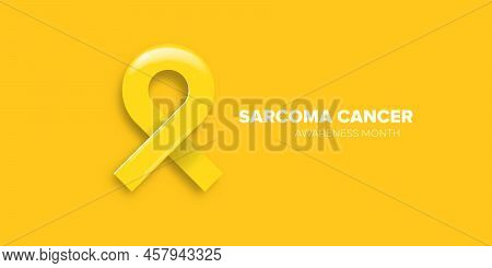 Sarcoma Cancer Awareness Month Concept Horizontal Banner Design Template With Yellow Ribbon And Text
