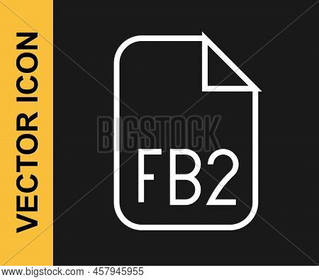 White Line Fb2 File Icon Isolated On Black Background. Vector