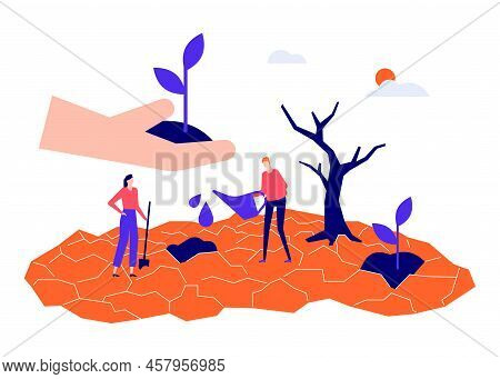 Drought And Crop Failure - Modern Colorful Flat Design Style Illustration