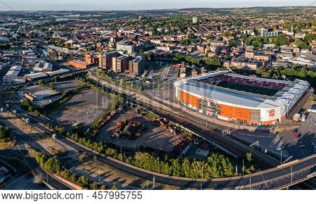 Rotherham, Uk - July 7, 2022.  An Aerial View Of Rotherham Cityscape In South Yorkshire With The New
