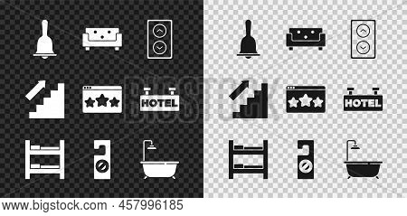 Set Hotel Service Bell, Sofa, Lift, Room Bed, Please Do Not Disturb, Bathtub With Shower, Stairs Up 