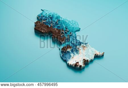 Topographic Guyana Map Hypsometric Guyana Elevation Tint Spectral Shaded Relief Map 3d Illustration
