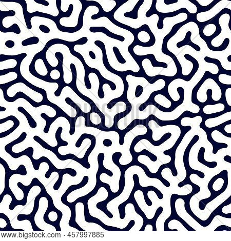 Turing Reaction Diffusion Monochrome Seamless Pattern Made Via Morphogenesis