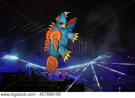 Cracow, Poland - June 4, 2022: Great Dragon Parade. The Great Outdoor Show On The Vistula River.