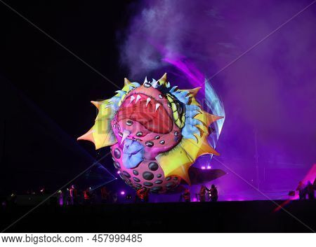 Cracow, Poland - June 4, 2022: Great Dragon Parade. The Great Outdoor Show On The Vistula River.