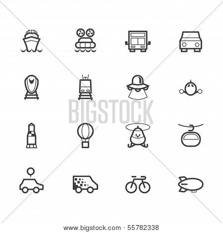 vehicle black icon set on white background