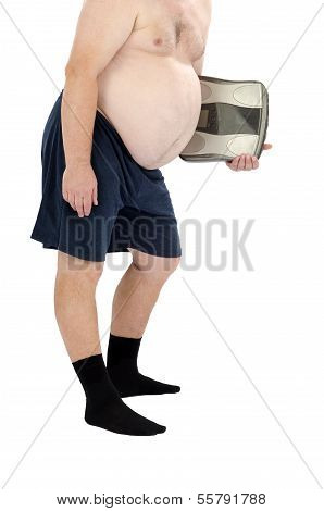 Overweight Man In The Black Socks