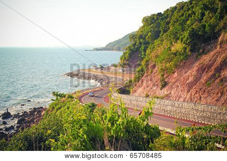 Road seaside along the beach