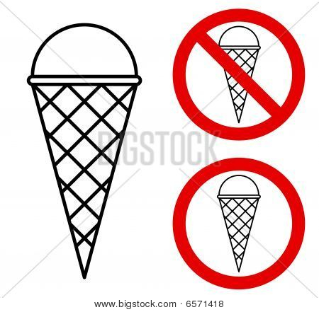 Ice cream prohibition sign