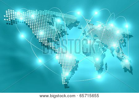 Background digital image of world map with connection lines