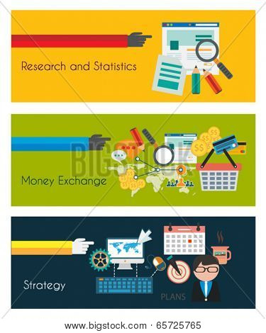 Flat UI design concepts for unique infographics, seo, web template branding. Concepts eÃ?Ã?Ã?ÃÂ²ements for web banners and brochure or covers.