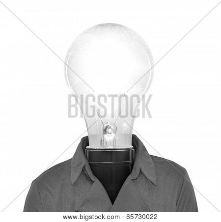 Technology innovation concept; light bulb man with bright idea