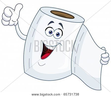 Toilet paper cartoon showing thumb up