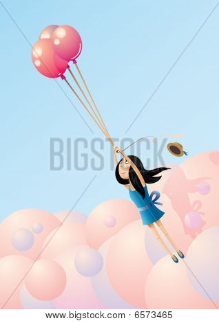 Ballon-fliegende Mädchen