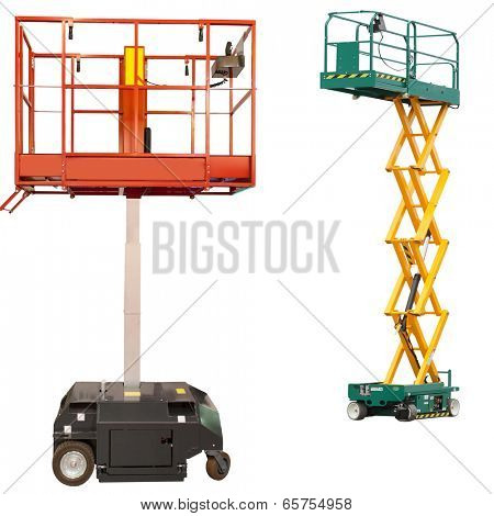 The image of scaffold and lift under the white background