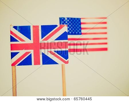 Retro Look British And American Flags
