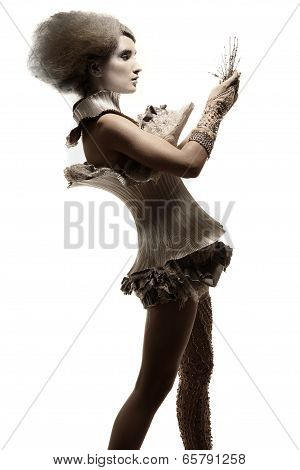 Model In Expression Dress And Hair