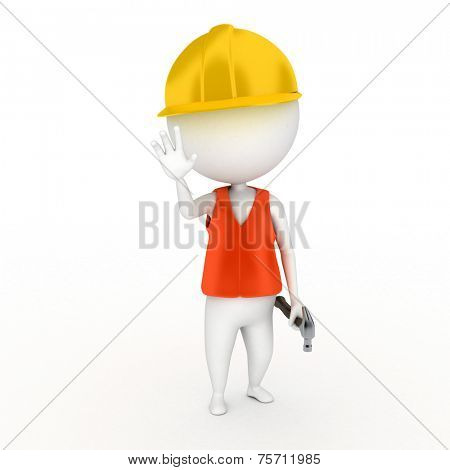 a 3d renderend illustration of a little construction guy