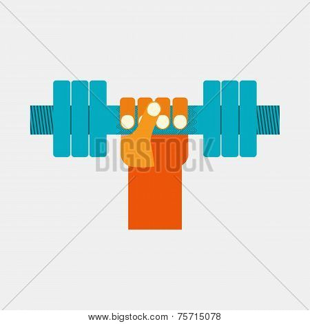 Hand with dumbbells. Sports equipment. flat design.