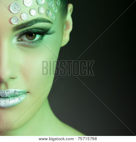Beauty Woman Fashion Make Up With Color Gels